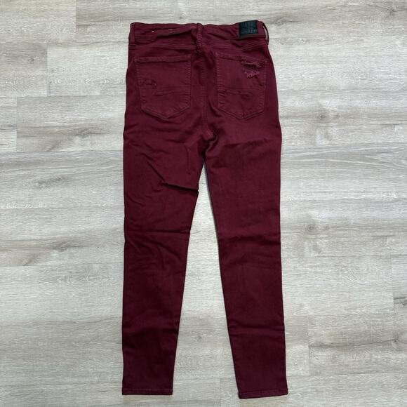 American Eagle Jeans Womens 12 Reg Red Super Hi-Rise Jegging Stretch Distressed - Picture 5 of 5